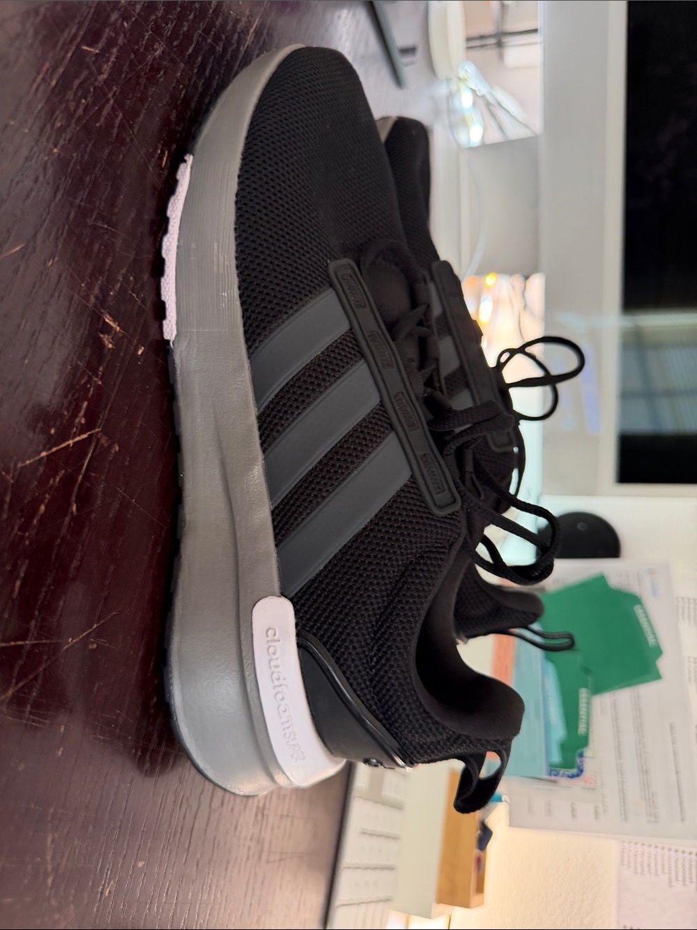 adidas Black and Pink Mesh Lace-Up Sneakers